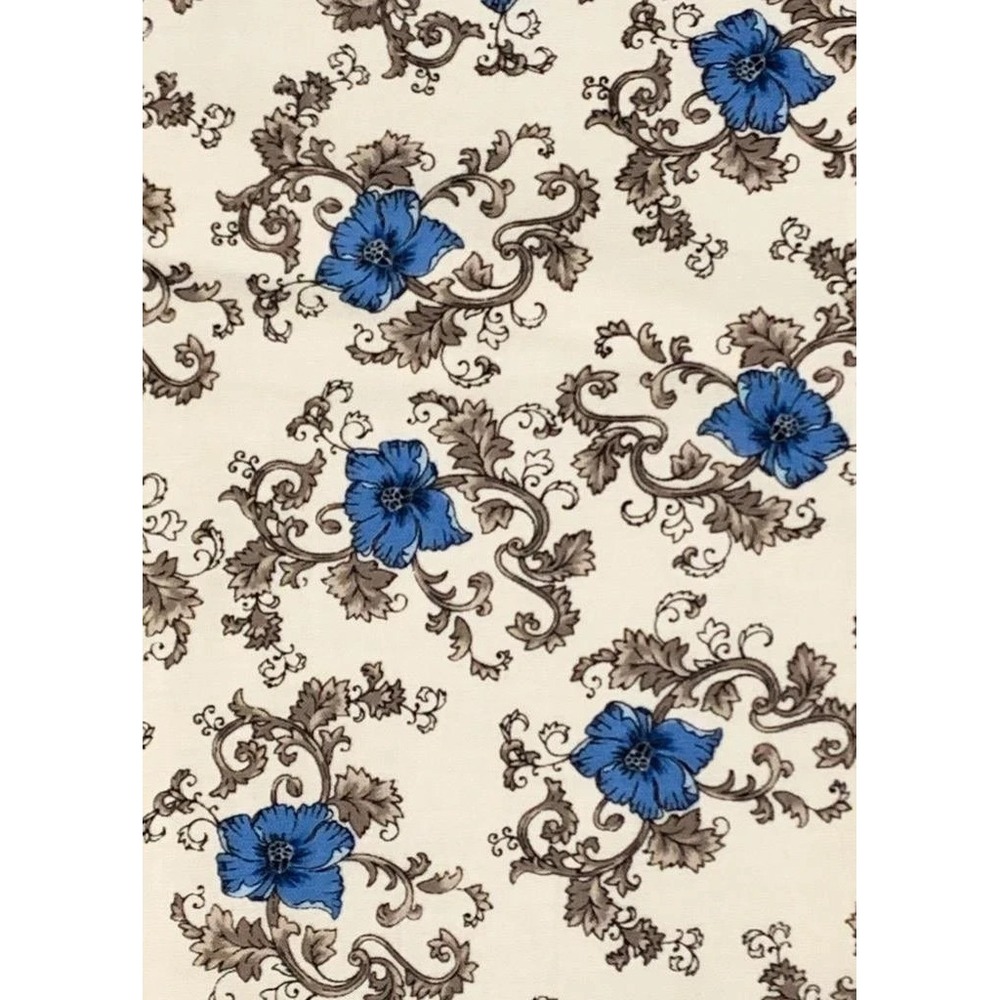 VTG Timeless Treasures Retro Nouveau Blue Floral Fat Quarter Fabric 20.5" x 22"